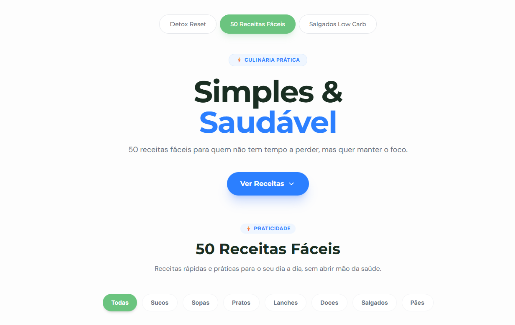 50 Receitas Fáceis na tela do iPad