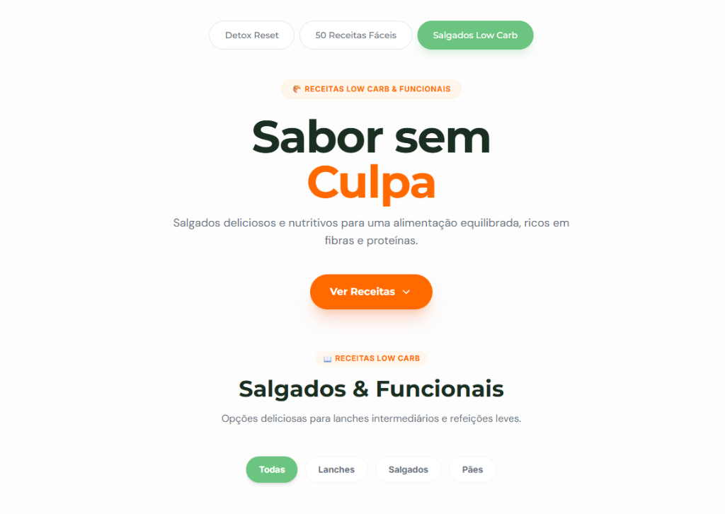 Salgados Low Carb na tela do iPad